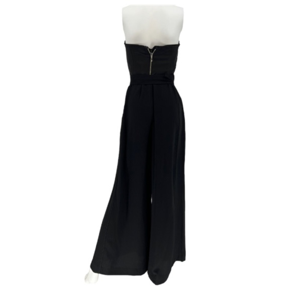Nicholas Black Crepe Strapless Wide Leg Jumpsuit Size 4 - Picture 3 of 12